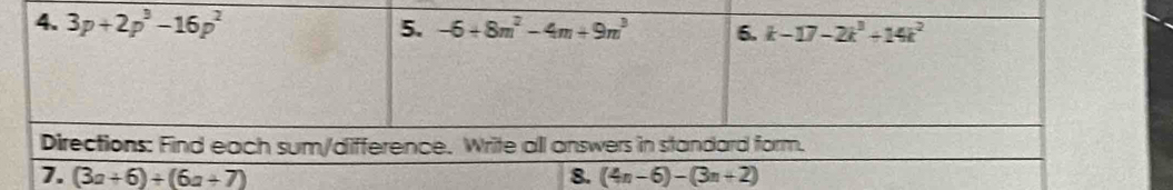 (3a+6)+(6a+7)