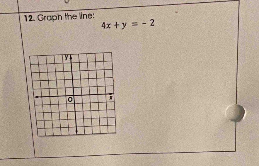 Graph the line:
4x+y=-2