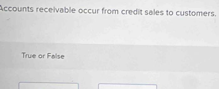 Accounts receivable occur from credit sales to customers.
True or False