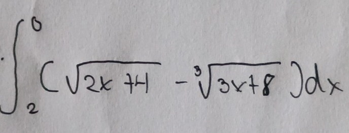 ∈t _2^(0(sqrt(2x+4)-sqrt [3]3x+8))dx