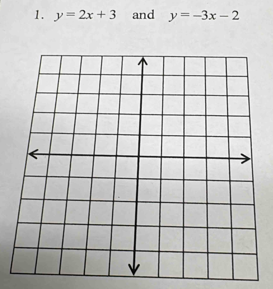 y=2x+3 and y=-3x-2