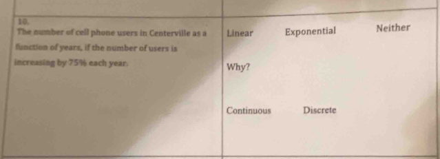 Solved: The number of cell phone users in Centerville as a Linear ...