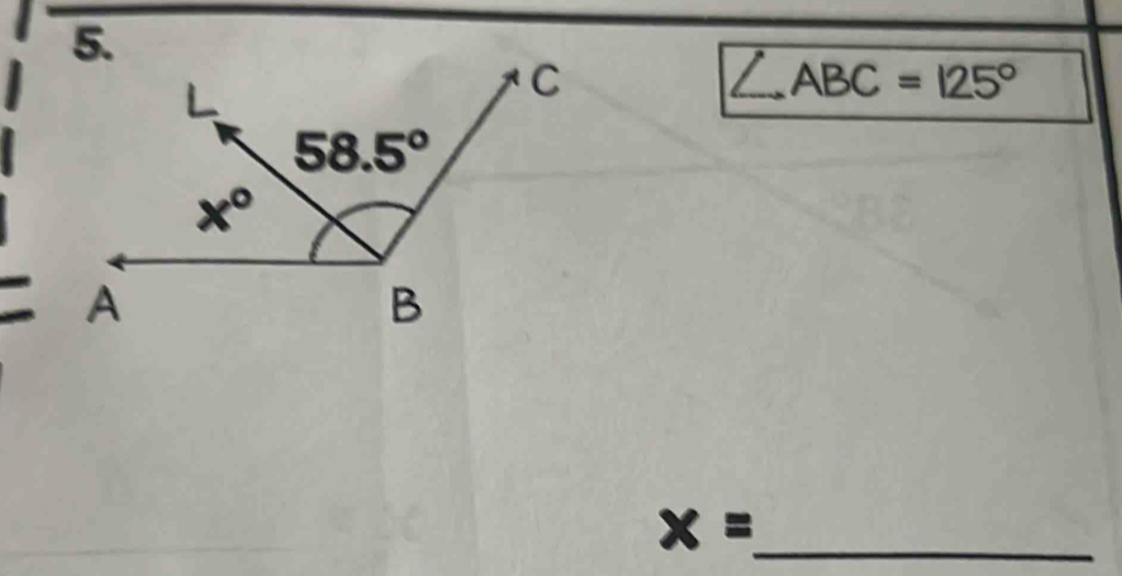 ∠ ABC=125°
x= _