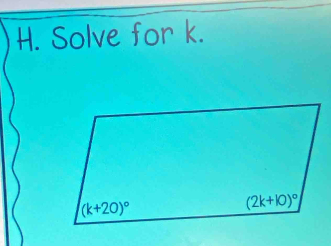 Solve for k.