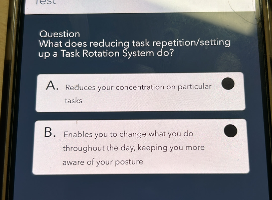 Solved: rest Question What does reducing task repetition/setting up a ...