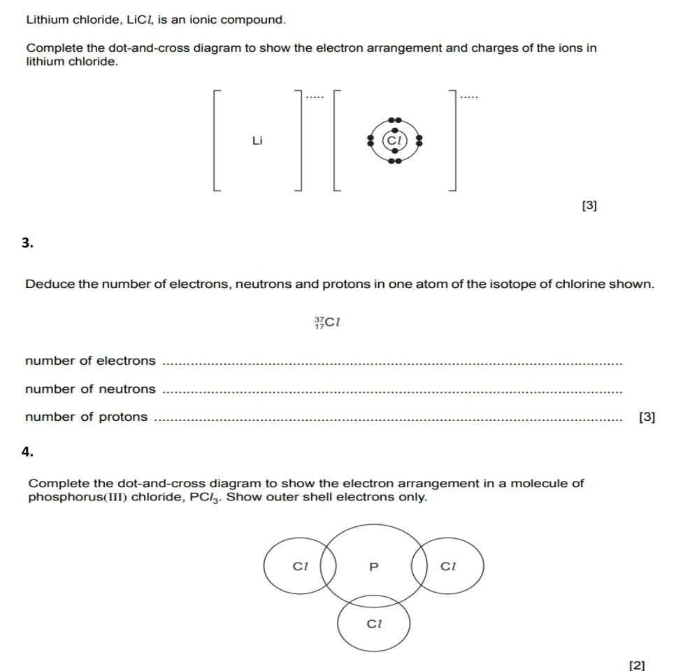 Solved: Lithium chloride, LiCl, is an ionic compound. Complete the dot ...