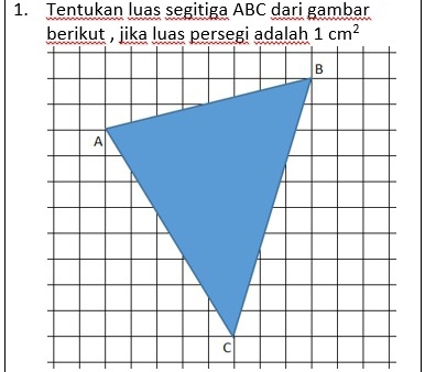 Tentukan luas segitiga ABC dari gambar 
berikut , jika luas persegi adalah 1cm^2