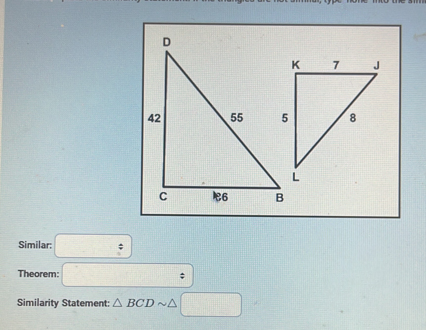 Similar: □ 
Theorem: □ 
Similarity Statement: △ BCDsim △ □ 141° □°