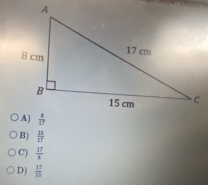 B)  15/17 
C)  17/8 
D)  17/15 