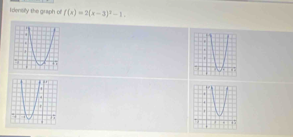 Identify the graph of f(x)=2(x-3)^2-1.