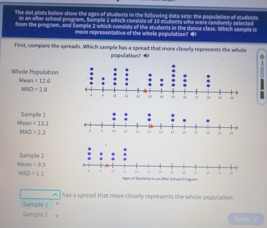 Solved: The dot plots below show the ages of students in the following ...