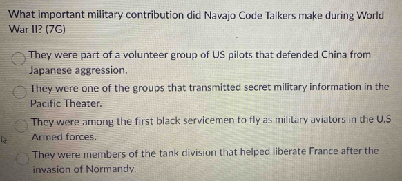Solved: What important military contribution did Navajo Code Talkers ...