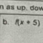 as up. dow 
b. f(x+5)