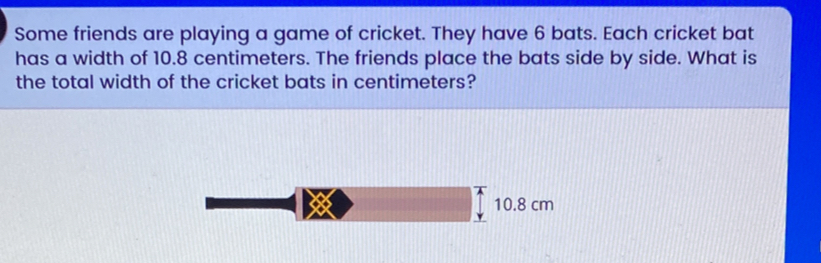 Solved: Some friends are playing a game of cricket. They have 6 bats ...