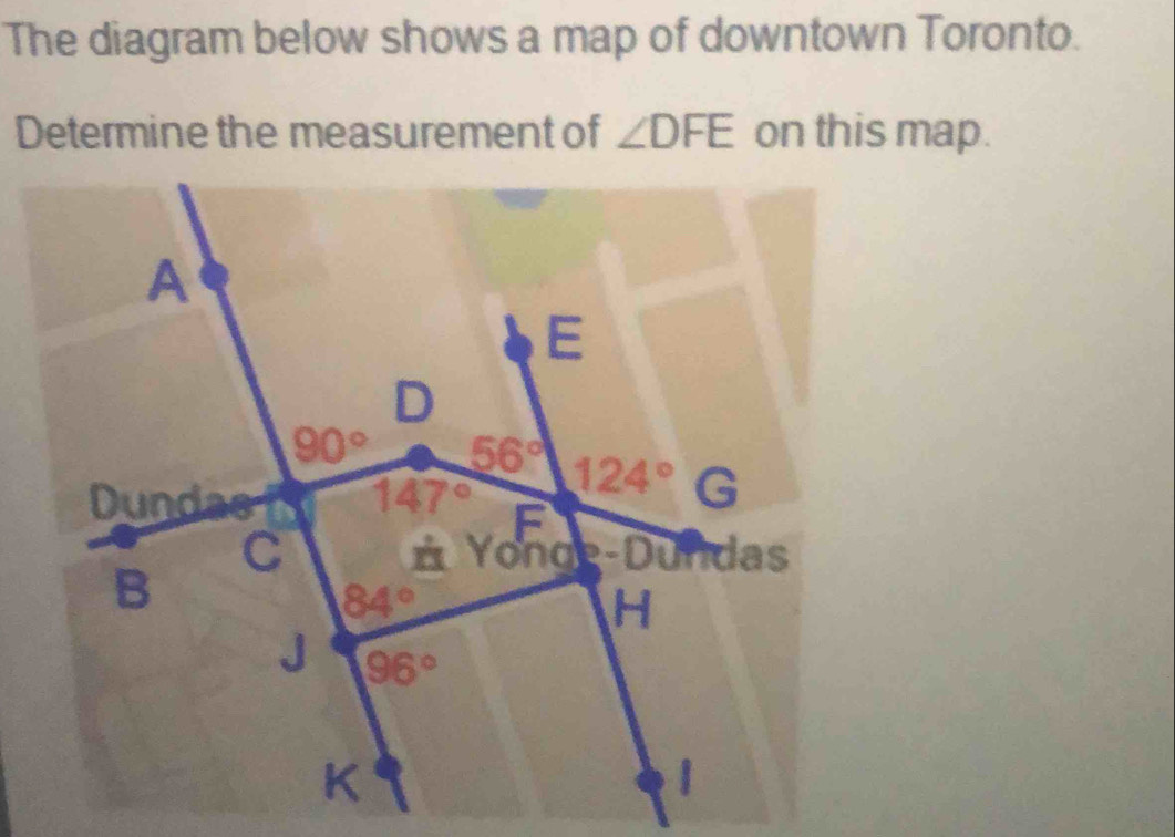 Solved: The diagram below shows a map of downtown Toronto. Determine ...