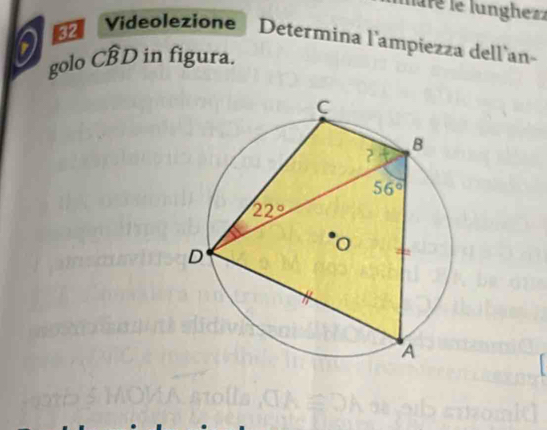 mare le lunghezz
32 Videolezione Determina l'ampiezza dell'an-
golo CBD in figura.