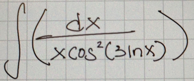 ∈t ( dx/xcos^2(3ln x) )