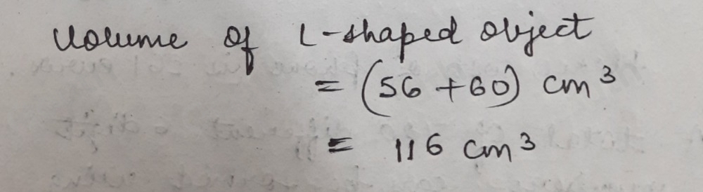 Solved: What is the total volume of the L -shaped object? cm3 [Math]