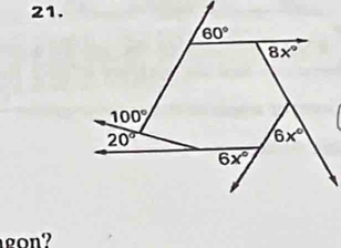 60°
8x°
100°
20°
6x°
6x°
gon?