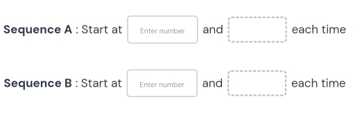 Sequence A : Start at Enter number and □° each time 
Sequence B : Start at Enter number and □ each time