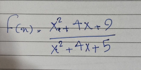 f(x)= (x^2+4x+9)/x^2+4x+5 