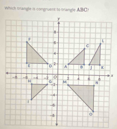 Which triangle is congruent to triangle ABC?