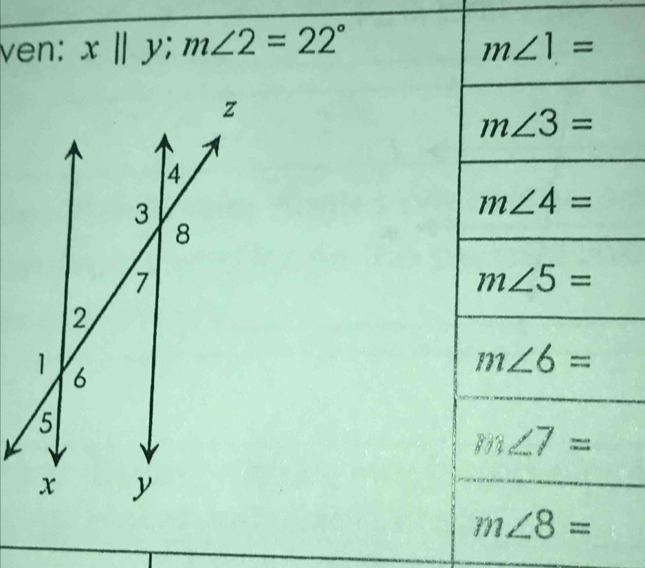 ven: x||y;m∠ 2=22°