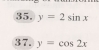 y=2sin x
37. y=cos 2x