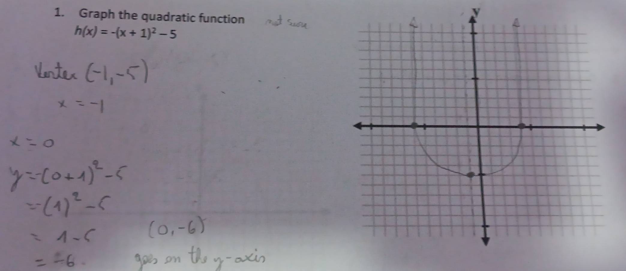 Graph the quadratic function

h(x)=-(x+1)^2-5