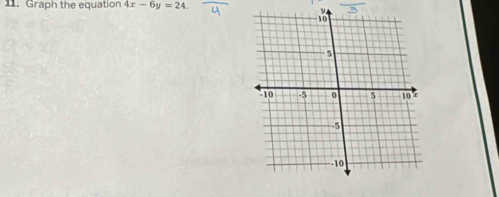 Graph the equation 4x-6y=24.