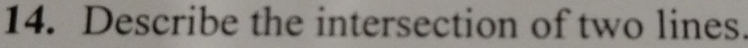 Describe the intersection of two lines.