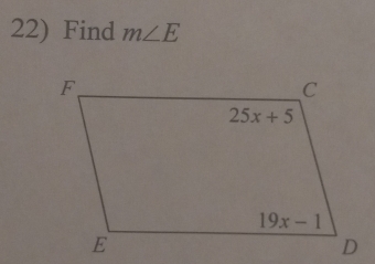 Find m∠ E