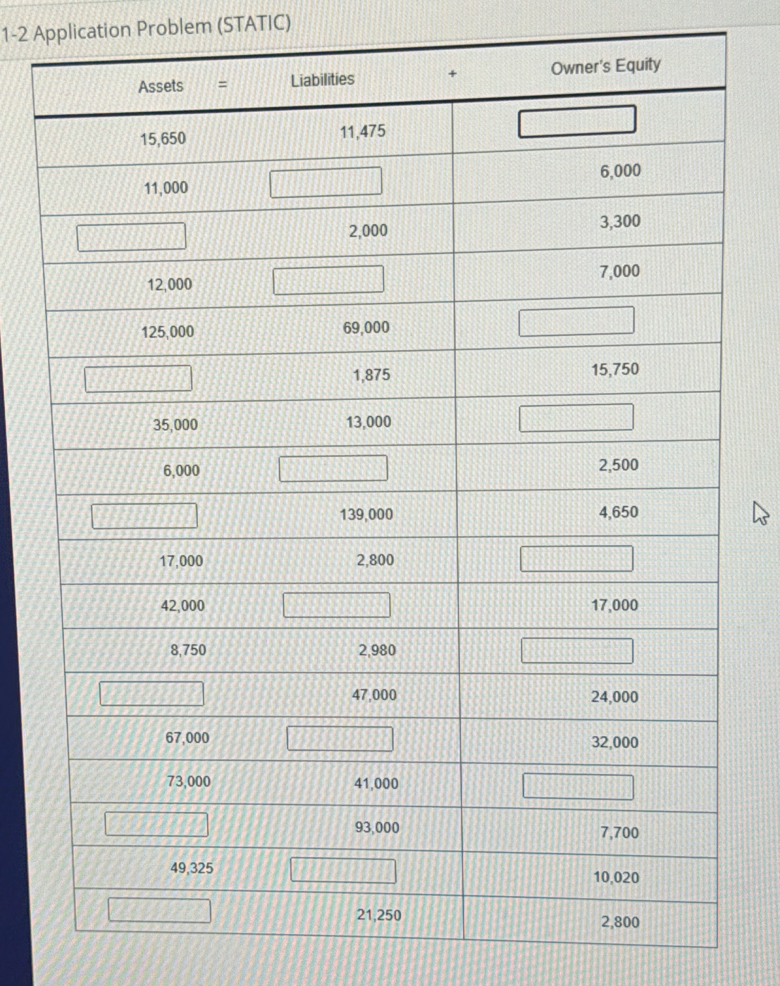 1-2 Application Problem (STATIC)