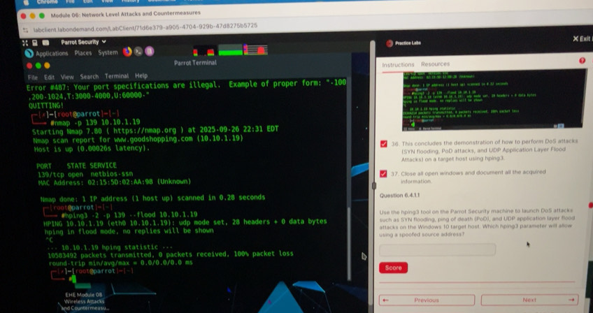 Solved: Module 06: Network Level Attacks and Countermeasures ...