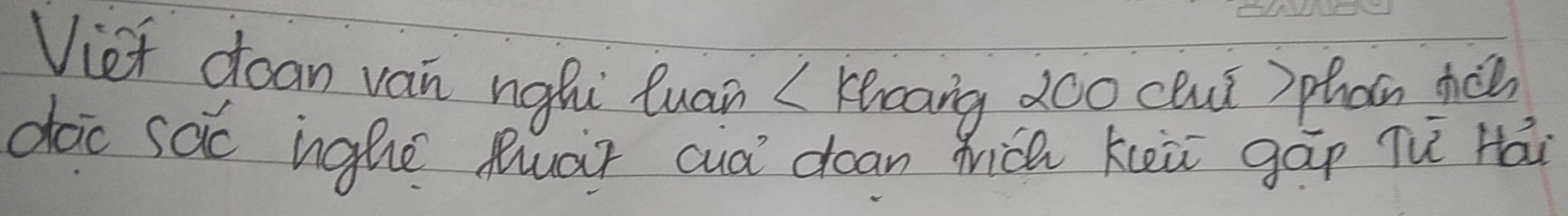 Viet doan van nghi luan (Kcang 200 cluǐ) phon há 
dàc sac ighe Ruàr cuà dean hich kuū gāáp Tù Hái