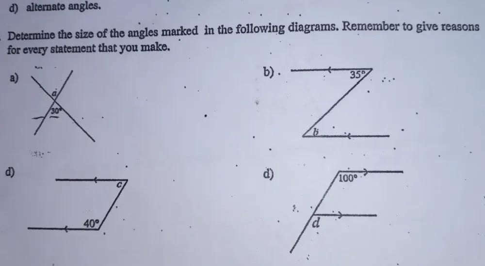 Solved: alternate angles. Determine the size of the angles marked in ...