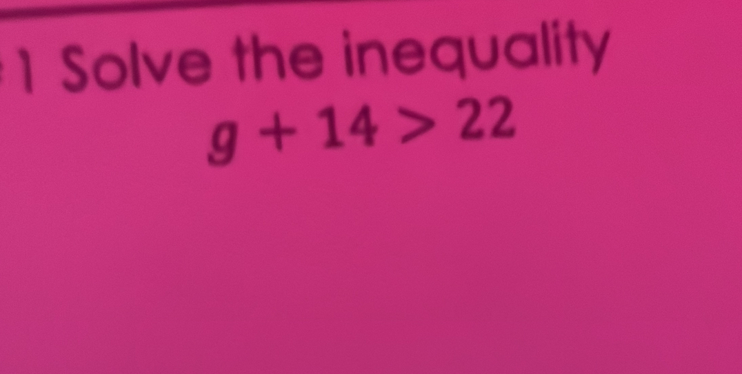 Solve the inequality
g+14>22