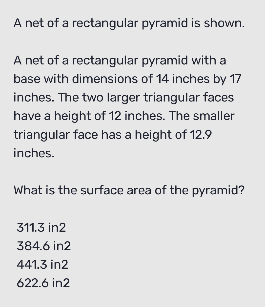 Solved: A net of a rectangular pyramid is shown. A net of a rectangular ...