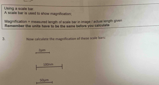 Solved: Using a scale bar. A scale bar is used to show magnification ...