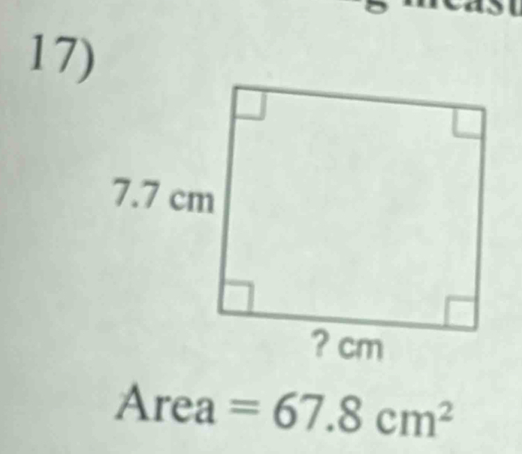 Area =67.8cm^2