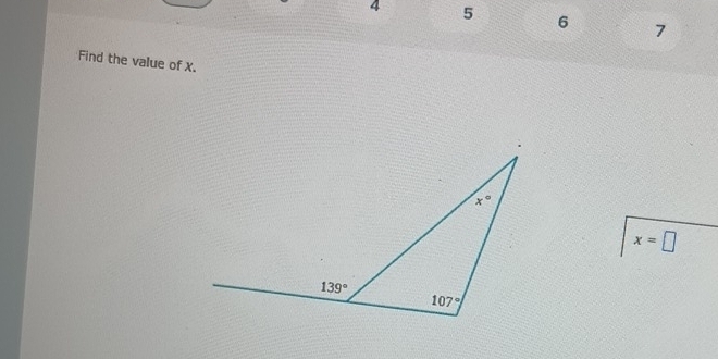 4 5 6 7
Find the value of X.
x=□