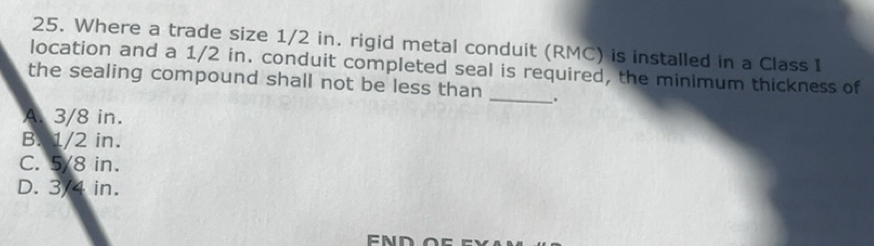 Solved: Where a trade size 1/2 in. rigid metal conduit (RMC) is ...