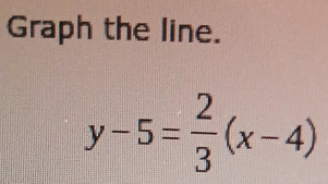 Graph the line.
y-5= 2/3 (x-4)