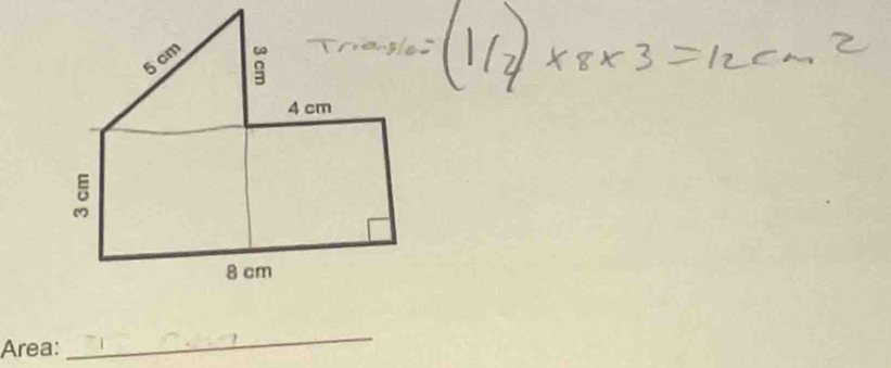 treve=(1/2)* 8* 3=12cm^2
_