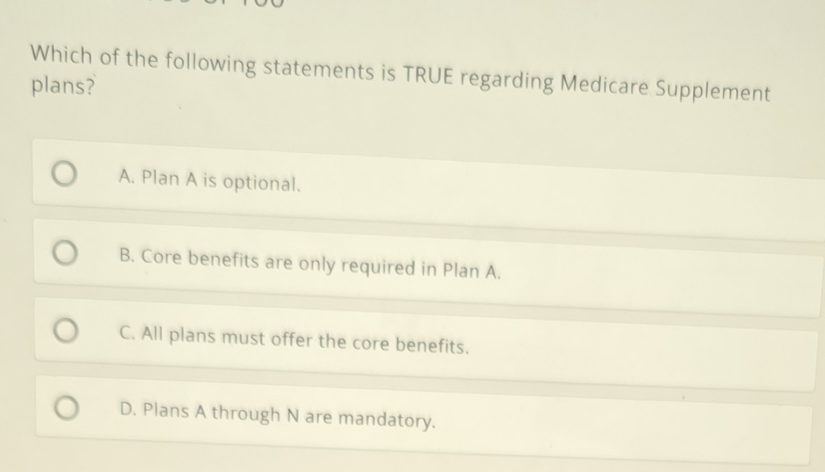 Solved: Which of the following statements is TRUE regarding Medicare ...
