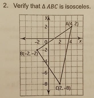 Verify that △ ABC is isosceles.