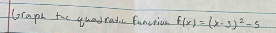 Graph too guadratic fanction f(x)=(x-3)^2-5