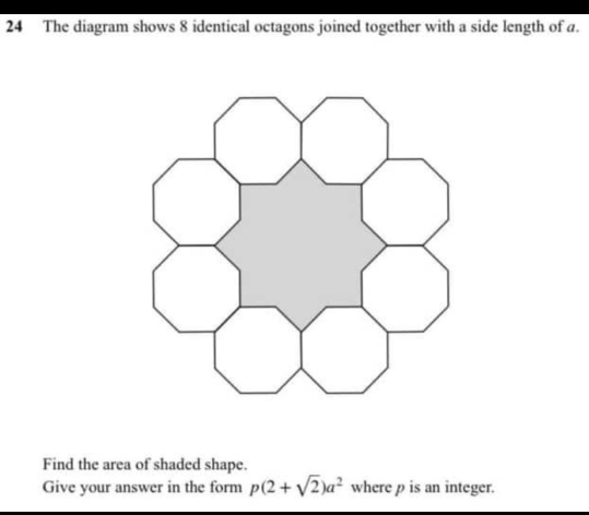 Solved: The diagram shows 8 identical octagons joined together with a ...