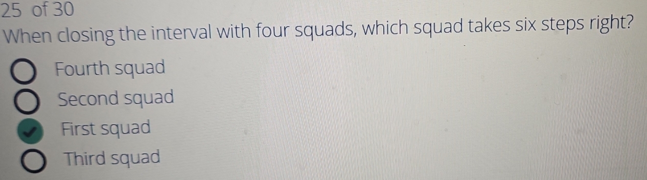 Solved: of 30 When closing the interval with four squads, which squad ...