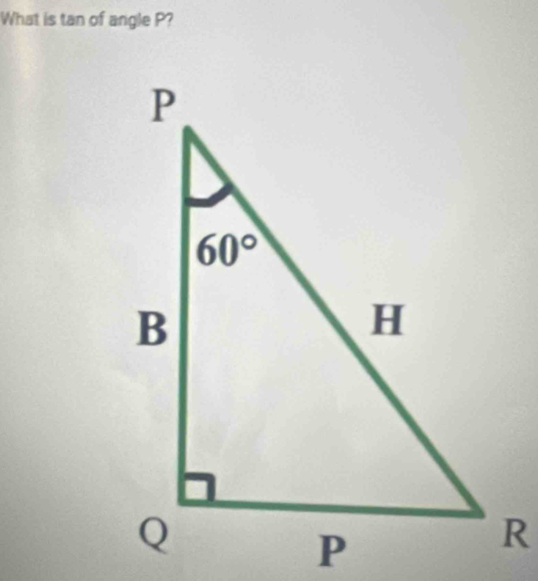 What is tan of angle P?